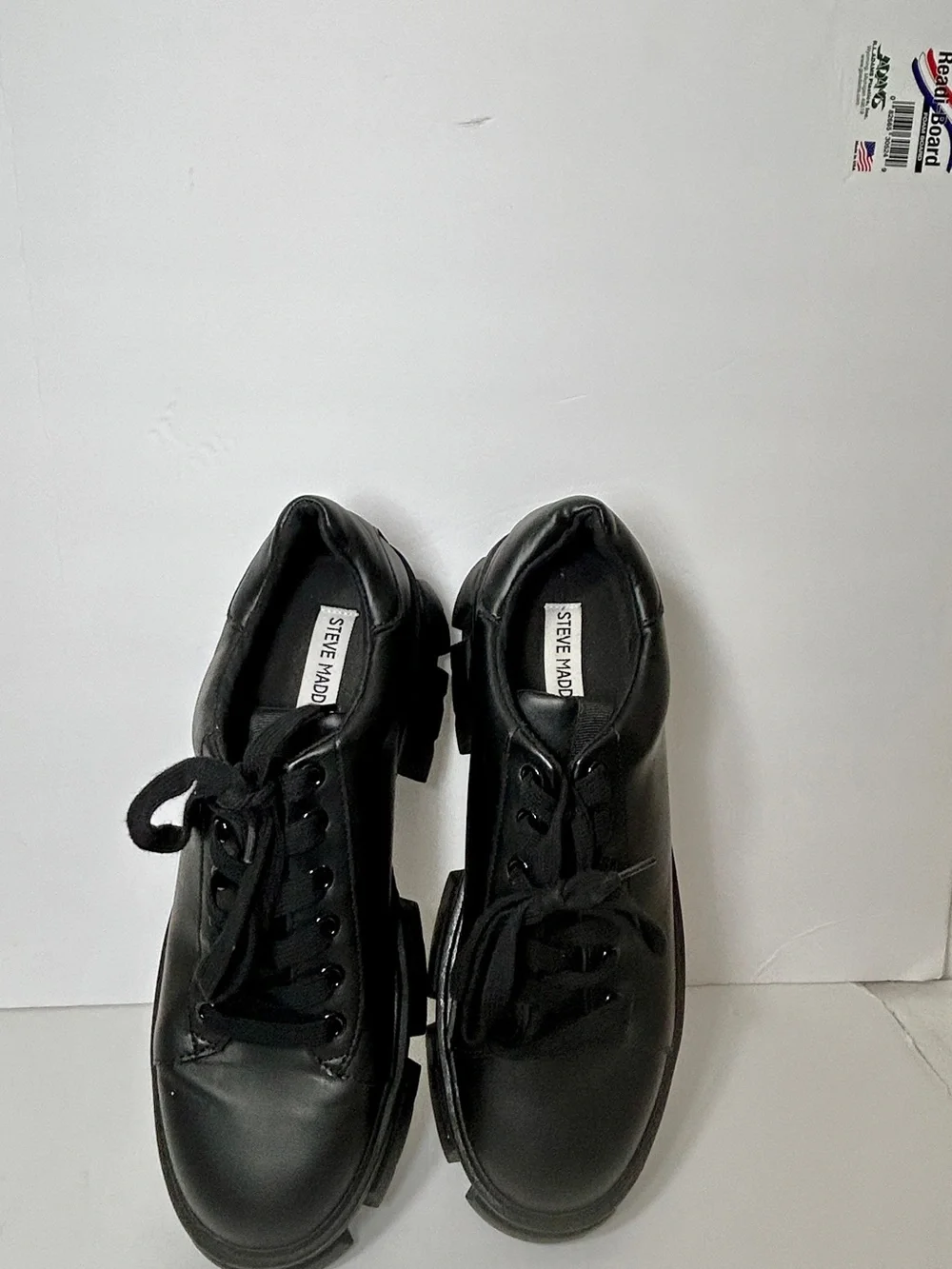 Steve Madden Black Lug-Sole Derby Shoes